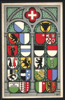 AK Schweiz, Glasfenster Mit Den Wappen Der Schweizer Kantone  - Autres & Non Classés