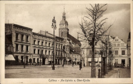 CPA Cottbus In Der Niederlausitz, Marktplatz Und Oberkirche, Geschäfte - Other & Unclassified