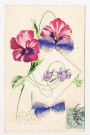CPA Avec Petit Calendrier 1906 (8)  Fleurs Gaufrées Rubans  Heureuse Année - New Year