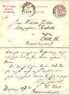 Allemagne - Postkarte Deutches Reich 5 Pfennig - Poststempel Duisburg 1885 - Poststempel Mariahilf Wien - Other & Unclassified