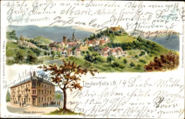 Lithographie Lindenfels Im Odenwald, Gesamtansicht, Hotel Odenwald - Other & Unclassified