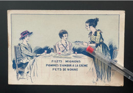 V177R - GILBAIN - Filets Mignons Pommes D'Amour à La Crème Et Pets De Nonne - Illustateur Humour - Other & Unclassified