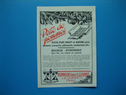 (1936) Pâte De Pommes - HENNION Soeurs & LOUVET - Le Quesnoy (Nord) - Werbung