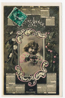 CPA  Calendrier 1911 (7) Fillette  Gui  Houx  Bonne Année - Nouvel An