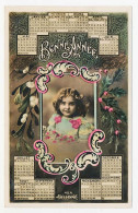CPA  Calendrier 1911 (9) Fillette  Gui  Houx  Bonne Année - New Year