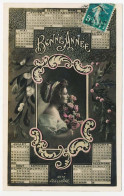 CPA  Calendrier 1911 (11) Jeune Femme  Roses  Gui  Houx  Bonne Année - New Year