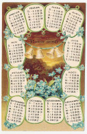 CPA Calendrier Gaufrée 1906 (5) Bonne Année  Cloches Fleurs Bleues - Nouvel An
