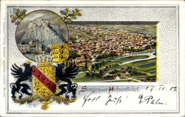 Passepartout Blason Lithographie Hohentwiel Bade Württemberg, Gesamtansicht - Other & Unclassified