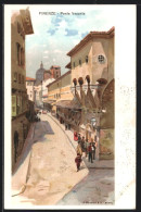 Artista-Lithographie Firenze, Strassenpartie Ponte Vecchio  - Firenze (Florence)