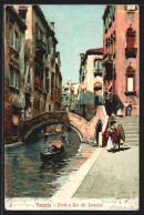 Cartolina Venezia, Ponte E Rio Del Paradiso, Gondelehre Unter Bogen-Brücke  - Venezia (Venedig)