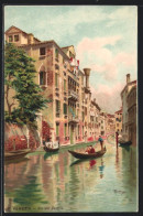 Artista-Lithographie Venezia, Rio Del Pestrin, Gondeln  - Venezia (Venedig)