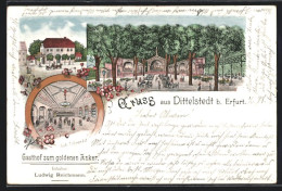 Lithographie Dittelstedt B. Erfurt, Gasthof Zum Goldenen Anker  - Erfurt