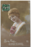 Carte Fantaisie Bonne Année Portrait Femme Et Fleurs DIX N° 287/3 G. Piprot  CPA Circulée 1915 - Frauen