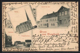 Passepartout-AK Vieselbach, Gasthof Zur Aue, Ortspartie Mit Sparkasse Und Kriegerdenkmal  - Other & Unclassified
