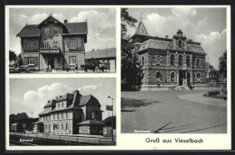 AK Vieselbach, Gasthaus Zur Krone, Bahnhof, Sparkasse  - Otros & Sin Clasificación