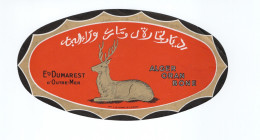 Algérie Étiquette Etablissement "DUMAREST" ALGER ORAN BONE  TTB 17 X 90 Mm 2 Scans - Advertising