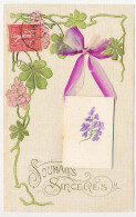 CPA Avec Petit Calendrier 1907 (5)  Fleurs Gaufrées  Ruban  Souhaits Sincères - Nouvel An