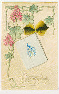 CPA Avec Petit Calendrier 1907 (3)  Fleurs Gaufrées  Ruban Heureux Souhaits - New Year