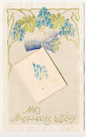 CPA Avec Petit Calendrier 1907 (2)  Fleurs Gaufrées  Ruban Mes Meilleurs Voeux - New Year