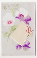 CPA Avec Petit Calendrier 1907 (7)  Fleurs Gaufrées  Rubans  Heureuse Année - Nouvel An