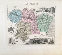Gravure 19 ème.  Atlas Migeon  1872  CARTE DU DÉPARTEMENT  "Aude 11---( Prix Très Bas, Cause Retraite ) - Geographische Kaarten