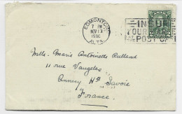 CANADA 2C SOLO LETTRE COVER EDMONTON NOV 19 1930 ALTA TO FRANCE - Covers & Documents