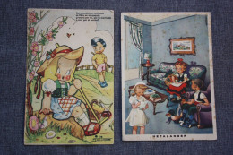 ESPAÑA-TARJETA  POSTAL - Girl And Boy - Old Spanish Postcard - Humour - 2 PCs Lot / Loli - Autres & Non Classés