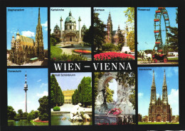 VIENNA, MULTIPLE VIEWS, ARCHITECTURE, CHURCH, PARK, GIANT WHEEL, TOWER, STATUE, FOUNTAIN, AUSTRIA, POSTCARD - Vienna Center