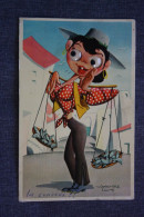 Old Postcard -  Fish Seller- STEREO 3D Eye - 1970s - Cartoline Stereoscopiche