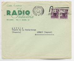 ITALIA 20 LIREX2 LETTRE LETTERA COVER ENTETE RADIO MILANO 1948 TO FRANCE - 1946-60: Marcophilia