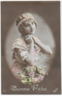 Carte Fantaisie Bonne Fête Portrait Femme - Fleurs IRISETTE N° 1850 CPA Circulée - Frauen