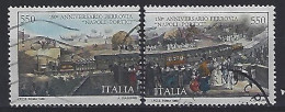 Italy 1989  150 Jahre Ersten Eisenbahnlinie, Neapel-Portici  (o) Mi.2095-2096 - 1981-90: Afgestempeld