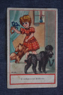 ESPAÑA-TARJETA  POSTAL - Dog Chien - Old Spanish Postcard - Poodle - Pekingese - Hunde