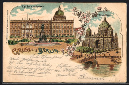Lithographie Berlin, Kgl. Schloss Nordseite, Neuer Dom  - Mitte
