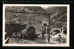 AK Elektrischer Zug Der Gotthardbahn Verlässt Den Grossen Tunnel  - Trains