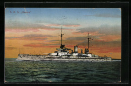 AK Kriegsschiff S. M. S. Nassau Auf Hoher See  - Krieg