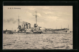 AK Kriegsschiff SMS Oldenburg Liegt Vor Anker  - Warships