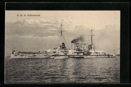 AK Kriegsschiff SMS Ostfriesland, Backbordseite  - Krieg