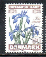DANEMARK DANMARK DENMARK DANIMARCA 1974 COPENHAGEN BOTANICAL GARDEN CENTENARY IRIS FLORA FLOWER 90o USED USATO OBLITERE' - Oblitérés
