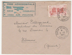 Lettre Avec Cachet Illustré Avion " 1925/1950, Aéropostale Dakar-Casablanca/ Air France" - Lettres & Documents