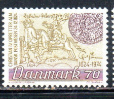 DANEMARK DANMARK DENMARK DANIMARCA 1974 DANISH PO POSTAL OFFICE MAILMAN POSTILION 70o MNH - Neufs