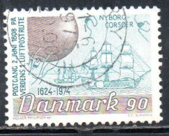 DANEMARK DANMARK DENMARK DANIMARCA 1974 DANISH PO POSTAL OFFICEBALLON AND SAILINF SHIPS 90o USED USATO OBLITERE' - Gebruikt