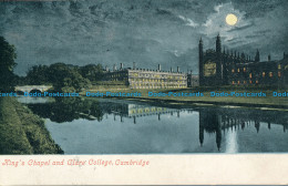 R068494 Kings Chapel And Clare College. Cambridge. Valentine. Moonlight - World