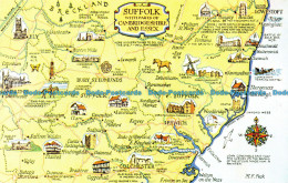 R069019 Suffolk With Parts Of Cambridgeshire And Essex. A Map. Salmon - World