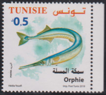2018-Tunisie- Faune  Terrestre Et Maritime De La Tunisie ---  Orphie -- 1V -MNH***** - Fische