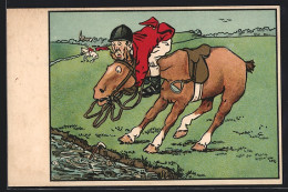 AK Reiter Auf Scheuendem Pferd Vor Einem Wassergraben  - Paardensport