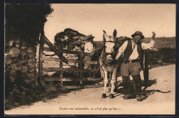 AK Normandie, Bauern Mit Einem Maultier  - Esel