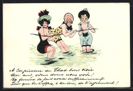 AK Drei Frauen Im Badeanzug Im Wasser  - Mode