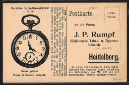 Künstler-AK Heidelberg, J. P. Rumpf Süddeutsche Tabak- Und Zigarren-Industrie, Herren-Remontoir-Uhr  - Other & Unclassified