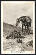 AK Pferd Wartet Auf Den Soldaten, Es Wartet Vergebens  - War 1914-18